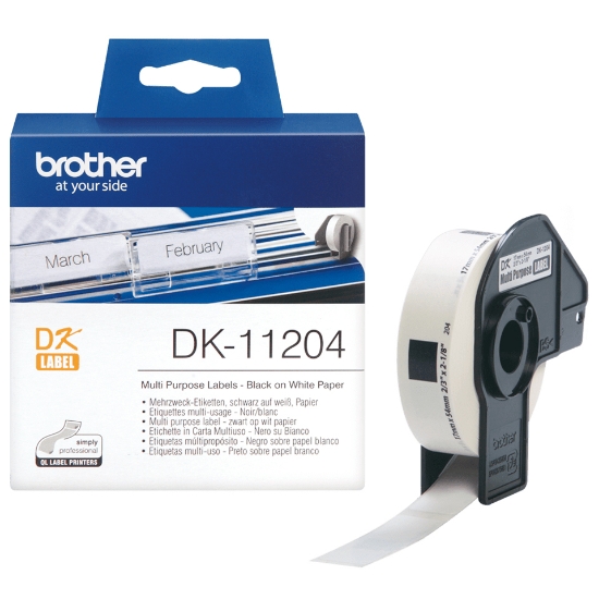 Afbeeldingen van Brother DK-11204 labelprinter-tape Zwart op wit