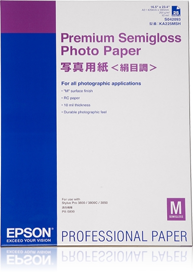 Picture of Epson Premium Semigloss Photo Paper, DIN A2, 250g/m², 25 Sheets