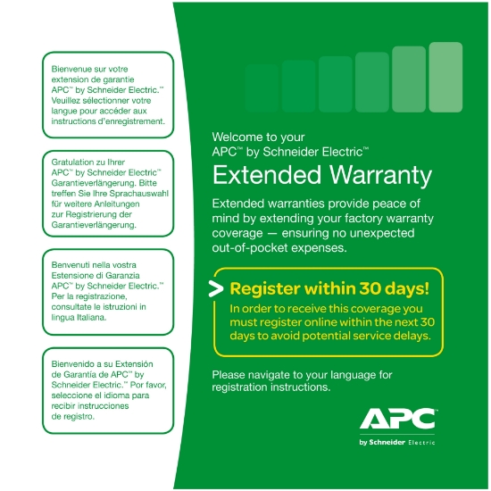 Picture of APC Warranty extension for service pack,, 3 years, for new product purchases, repair or replace coverage