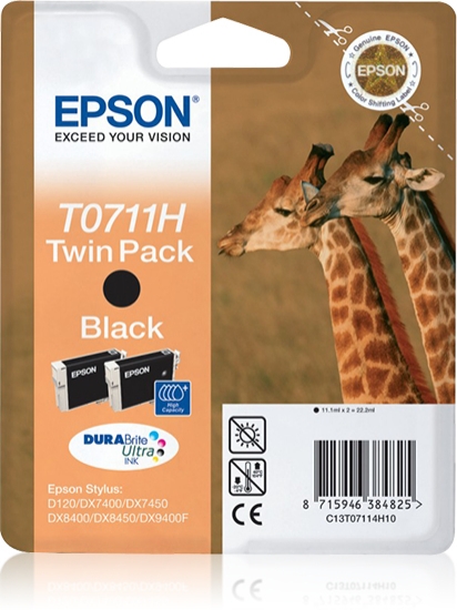Picture of Epson Giraffe Twinpack Black T0711H DURABrite Ultra Ink