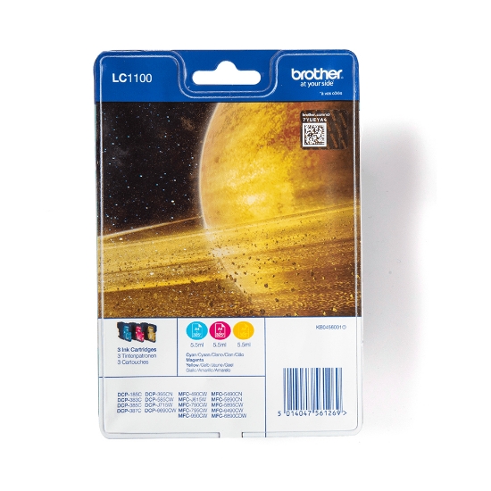 Picture of Brother LC1100RBWBP ink cartridge 3 pc(s) Original Cyan, Magenta, Yellow