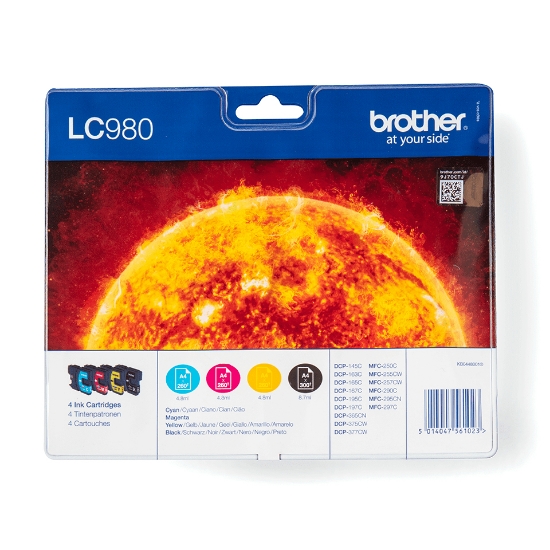 Picture of Brother LC980VALBP ink cartridge 4 pc(s) Original Black, Cyan, Magenta, Yellow