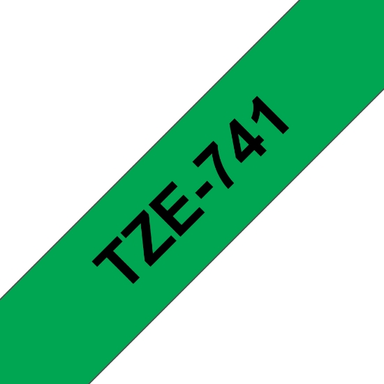 Picture of Brother TZE-741 label-making tape Black on green TZ
