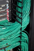 Picture of APC NetShelter SX, Networking Rack Enclosure, 42U, Black, 1991H x 750W x 1070D mm with Casters, Feet, Vertical Cable Managers, Side Panels