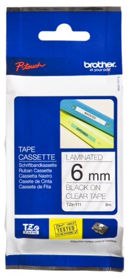 Picture of Brother TZE-111 label-making tape Black on transparent