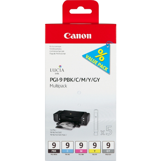 Picture of Canon PGI-9 PBK/C/M/Y/GY 5 Ink Cartridge Multipack