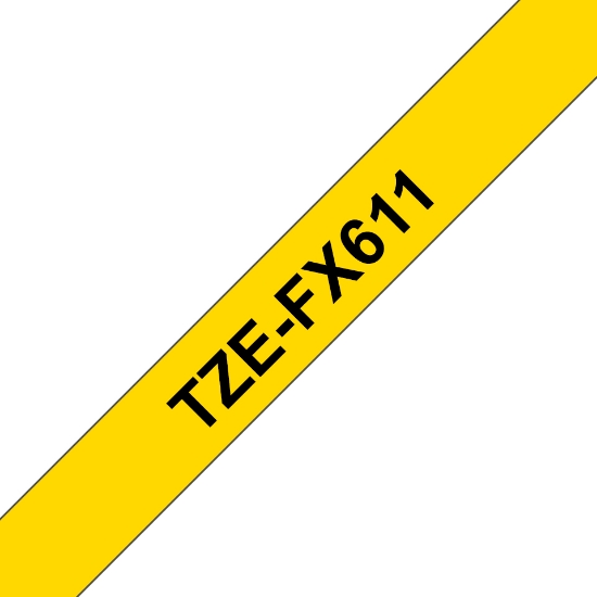 Picture of Brother TZE-FX611 label-making tape Black on yellow