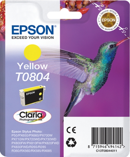 Picture of Epson Hummingbird Singlepack Yellow T0804 Claria Photographic Ink