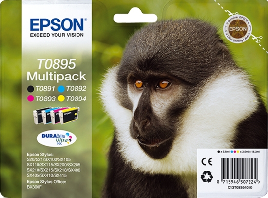 Picture of Epson Monkey Multipack 4-colours T0895 DURABrite Ultra Ink