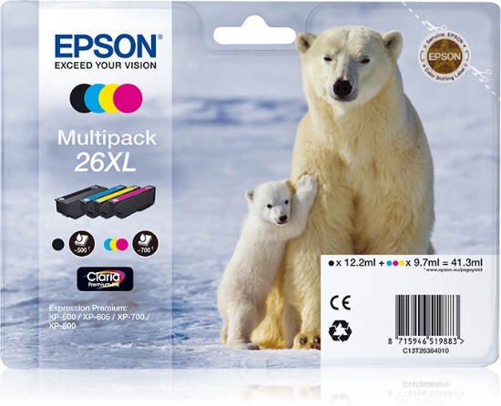 Picture of Epson Polar bear Multipack 4-colours 26XL Claria Premium Ink