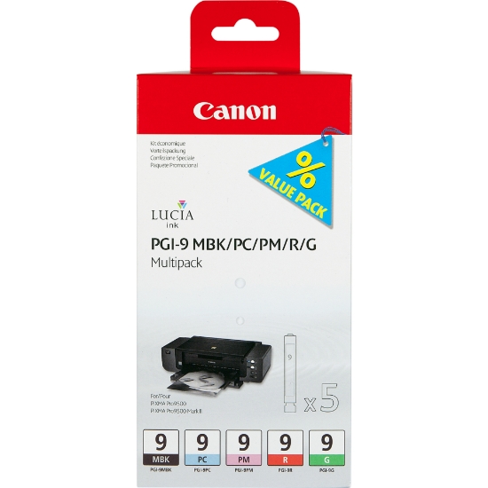 Picture of Canon PGI-9 MBK/PC/PM/R/G 5 Ink Cartridge Multipack