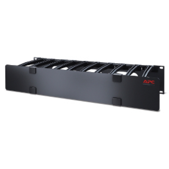 Picture of APC NetShelter Cable Management, Horizontal Cable Manager, 2U, Single Side with Cover, Black, 482.6 x 88.9 x 165.1 mm