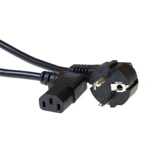 Picture of ACT Powercord mains connector CEE 7/7 male (angled) - C13 (angled) black 2 m