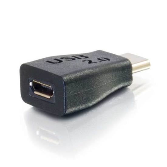 Picture of C2G USB 2.0 USB C to USB Micro B Adapter M/F - USB Type C to USB Micro B Black