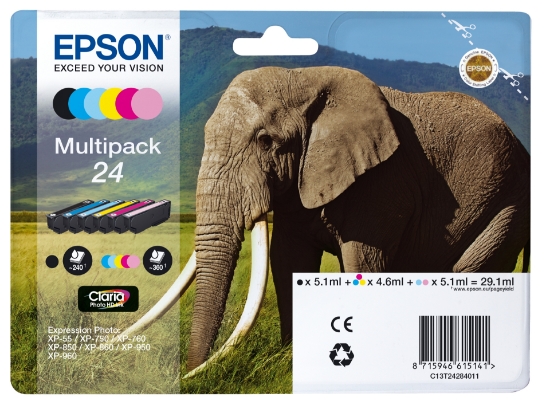 Picture of Epson Elephant Multipack 6-colours 24 Claria Photo HD Ink