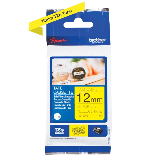 Picture of Brother TZE631S label-making tape Black on yellow TZe