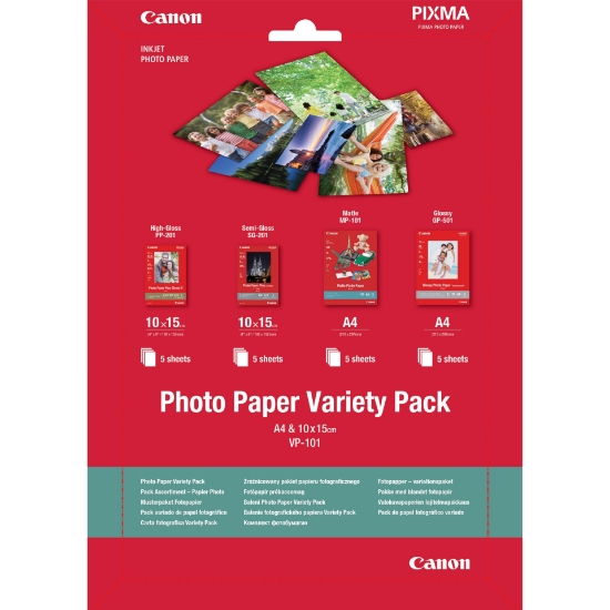 Picture of Canon VP-101 Photo Paper Variety Pack 4x6” and A4 - 20 Sheets