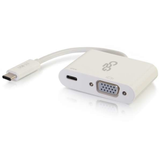 Picture of C2G USB C to VGA Video Adapter w/ Power Delivery - USB Type C to VGA White