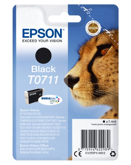 Picture of Epson Cheetah Singlepack Black T0711 DURABrite Ultra Ink