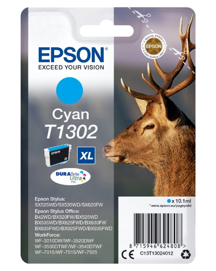 Picture of Epson Stag Singlepack Cyan T1302 DURABrite Ultra Ink