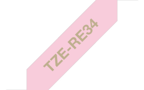 Picture of Brother TZE-RE34 label-making tape Gold on Pink
