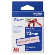 Picture of Brother TZE-RE34 label-making tape Gold on Pink