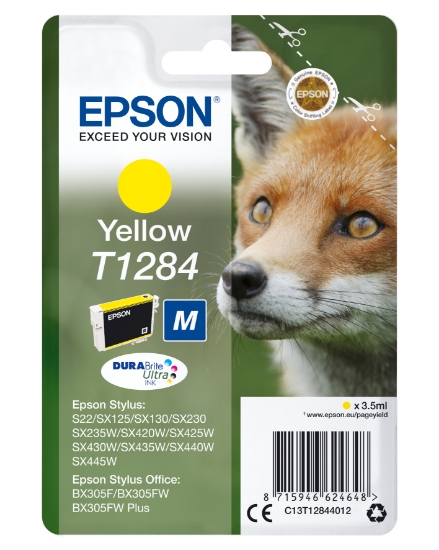 Picture of Epson Fox Singlepack Yellow T1284 DURABrite Ultra Ink