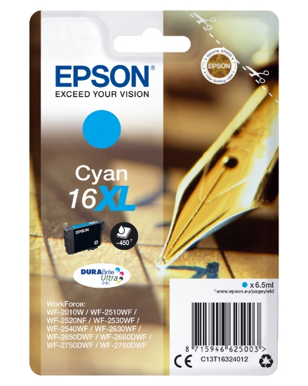 Picture of Epson Pen and crossword Singlepack Cyan 16XL DURABrite Ultra Ink