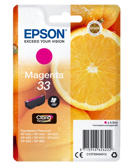 Picture of Epson Oranges Singlepack Magenta 33 Claria Premium Ink