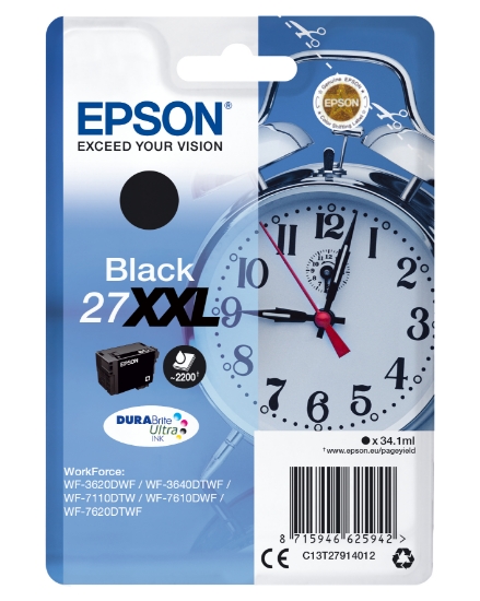 Picture of Epson Alarm clock Singlepack Black 27XXL DURABrite Ultra Ink