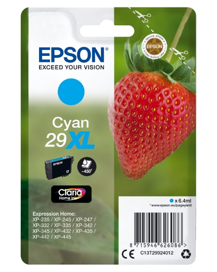 Picture of Epson Strawberry Singlepack Cyan 29XL Claria Home Ink