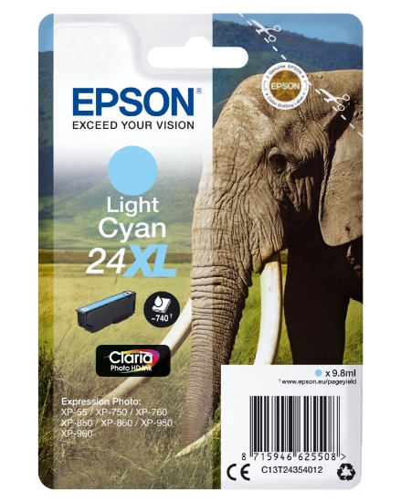 Picture of Epson Elephant Singlepack Light Cyan 24XL Claria Photo HD Ink