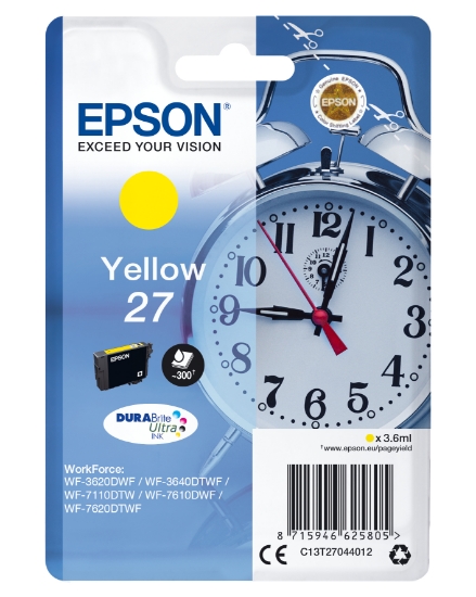 Picture of Epson Alarm clock Singlepack Yellow 27 DURABrite Ultra Ink