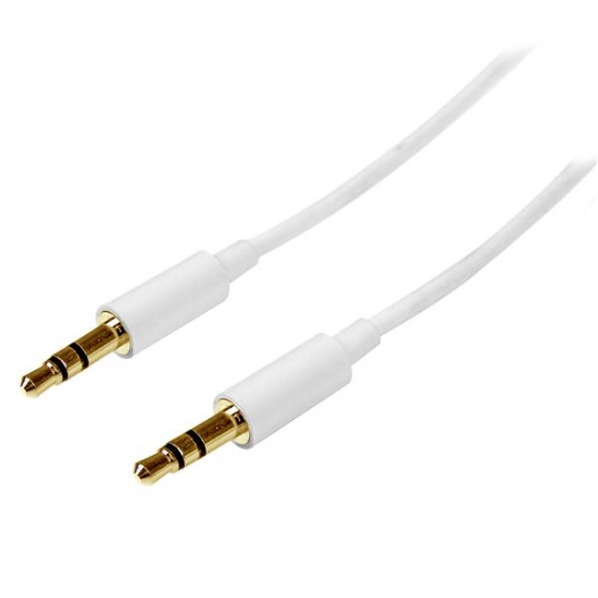 Picture of StarTech.com 1m White Slim 3.5mm Stereo Audio Cable - Male to Male