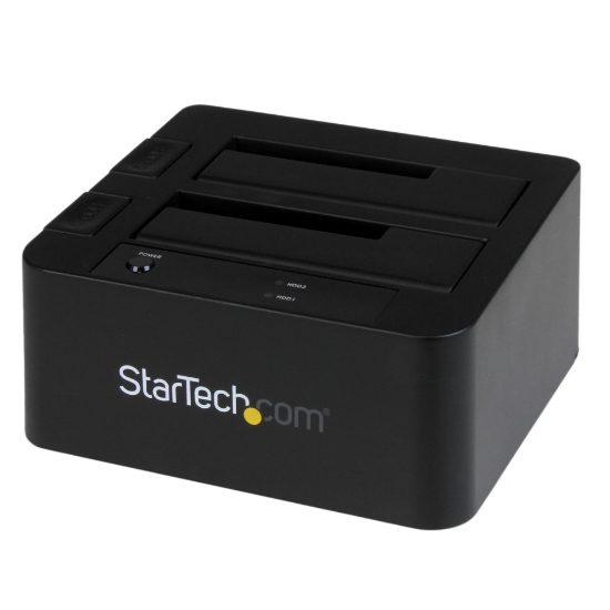 Picture of StarTech.com Dual-Bay USB 3.0 / eSATA to SATA Hard Drive Docking Station, USB Hard Drive Dock, External 2.5/3.5" SATA I/II/III SSD/HDD Docking Station, Hot-Swap Hard Drive Bays, Top-Loading