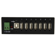 Picture of StarTech.com 7-Port USB 2.0 Hub - Metal Industrial USB-A Hub with ESD Protection & 350W Surge Protection - Din Rail, Wall or Desk Mountable - TAA Compliant USB Expander Hub