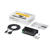 Picture of StarTech.com 7-Port USB 2.0 Hub - Metal Industrial USB-A Hub with ESD Protection & 350W Surge Protection - Din Rail, Wall or Desk Mountable - TAA Compliant USB Expander Hub