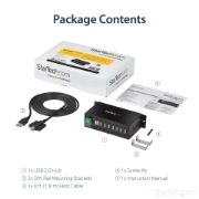Picture of StarTech.com 7-Port USB 2.0 Hub - Metal Industrial USB-A Hub with ESD Protection & 350W Surge Protection - Din Rail, Wall or Desk Mountable - TAA Compliant USB Expander Hub