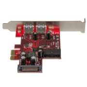 Picture of StarTech.com 4 Port PCI Express USB 3.0 Card - 2 External & 2 Internal - SATA Power - UASP Support - 2x Internal (IDC) Motherboard-Style Headers