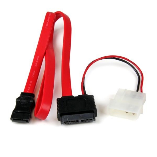 Picture of StarTech.com 20in Slimline SATA to SATA with LP4 Power Cable Adapter