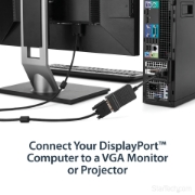 Picture of StarTech.com DisplayPort to VGA Adapter - Active DP to VGA Converter - 1080p Video - Durable - DP/DP++ Source to VGA Monitor Cable Adapter Dongle - DP 1.2 to VGA - Latching DP Connector