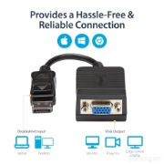 Picture of StarTech.com DisplayPort to VGA Adapter - Active DP to VGA Converter - 1080p Video - Durable - DP/DP++ Source to VGA Monitor Cable Adapter Dongle - DP 1.2 to VGA - Latching DP Connector