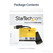 Picture of StarTech.com DisplayPort to VGA Adapter - Active DP to VGA Converter - 1080p Video - Durable - DP/DP++ Source to VGA Monitor Cable Adapter Dongle - DP 1.2 to VGA - Latching DP Connector
