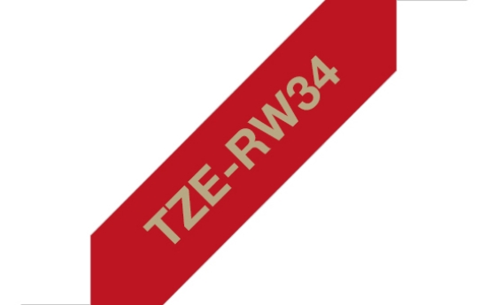 Picture of Brother TZE-RW34 label-making tape Gold on red