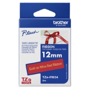 Picture of Brother TZE-RW34 label-making tape Gold on red