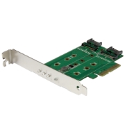 Picture of StarTech.com 3-Port M.2 SSD (NGFF) Adapter Card - 1 x PCIe (NVMe) M.2, 2 x SATA III M.2 - PCIe 3.0