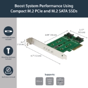 Picture of StarTech.com 3-Port M.2 SSD (NGFF) Adapter Card - 1 x PCIe (NVMe) M.2, 2 x SATA III M.2 - PCIe 3.0