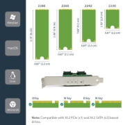 Picture of StarTech.com 3-Port M.2 SSD (NGFF) Adapter Card - 1 x PCIe (NVMe) M.2, 2 x SATA III M.2 - PCIe 3.0