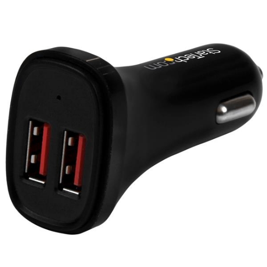 Picture of StarTech.com Dual-Port USB Car Charger - 24W/4.8A - Black