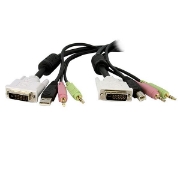Picture of StarTech.com 10ft 4-in-1 USB Dual Link DVI-D KVM Switch Cable w/ Audio & Microphone